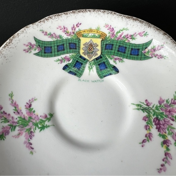 Black Watch Tartan Teacup Saucer 48th Highlanders Saucer Nemo Me Impune Lacessit - Picture 5 of 9